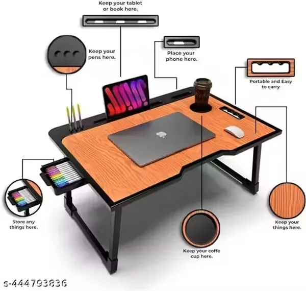 Multipurpose_Foldable_Laptop_Bed_Table_With_Storage_Drawer_&_Cup_Holder_(59X40X28_Cm)