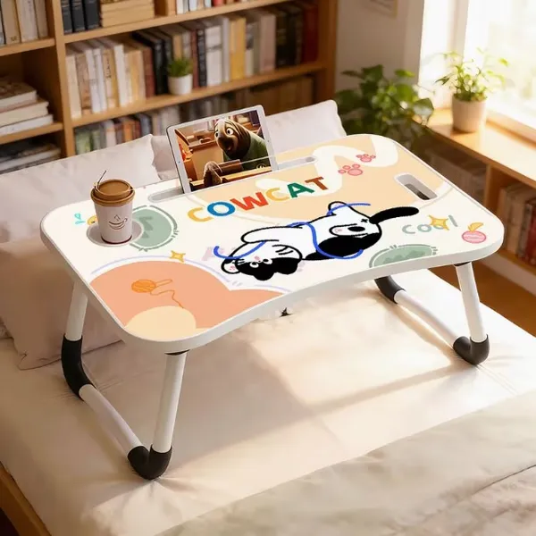 Portable_Folding_Laptop_Table_With_Cup_Holder_And_Phone_Slot_–_Cow_Cat_Design