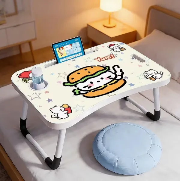Portable_Laptop_Bed_Table_With_Cartoon_Design_-_Foldable_Study_Desk_With_Cup_Holder_&_Tablet_Slot_(60Cm)