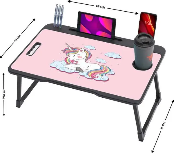 Unicorn_Print_Foldable_Laptop_Table_With_Storage_Drawer