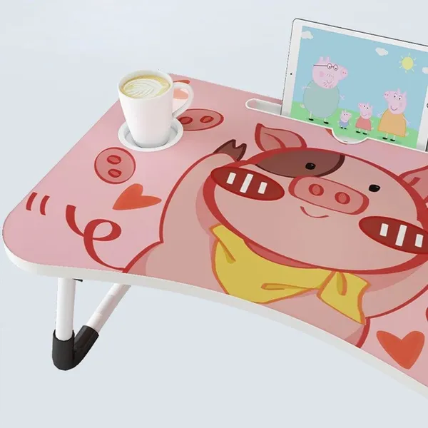 Peppa_Pig_Cartoon_Printed_Laptop_Bed_Table_With_Cup_Holder_And_Phone_Slot_-_Foldable_Study_Desk_For_Kids
