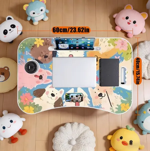 Foldable_Lap_Desk_With_Cute_Dog_Print_Design_And_Cup_Holder