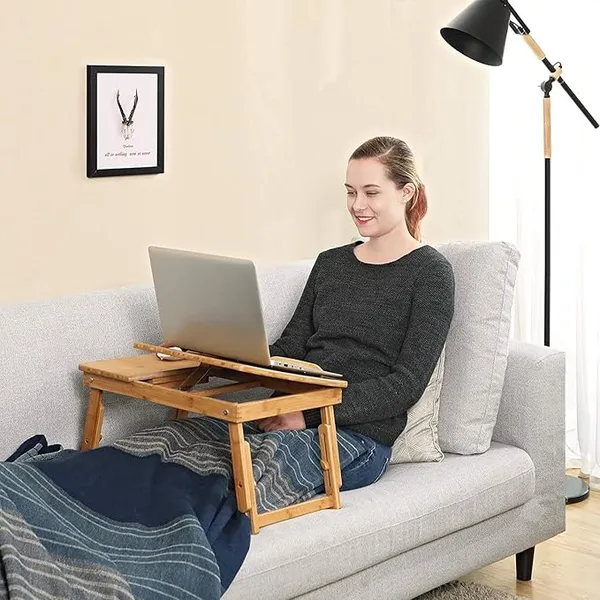 Bamboo_Laptop_Bed_Tray_With_Adjustable_Legs_And_Drawer