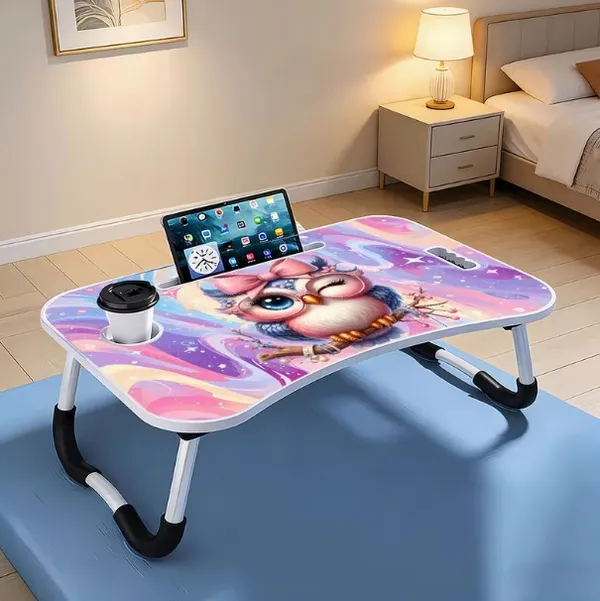 Colorful_Foldable_Laptop_Bed_Table_With_Tablet_Holder_And_Cup_Slot