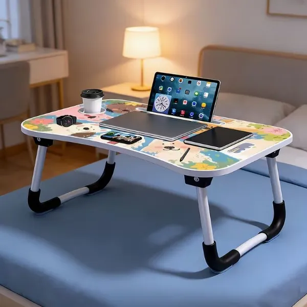 Foldable_Lap_Desk_With_Cute_Dog_Print_Design_And_Cup_Holder