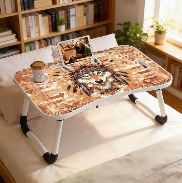 Foldable_Laptop_Table_With_Wolf_Design_And_Tablet_Holder