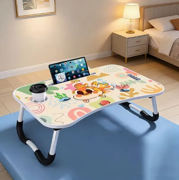Portable_Foldable_Laptop_Desk_With_Cup_Holder_And_Phone_Stand_-_Colorful_Cartoon_Design