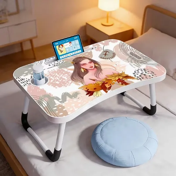 Portable_Foldable_Laptop_Bed_Table_With_Cup_Holder_And_Tablet_Slot