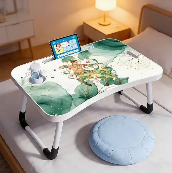 Portable_Lap_Desk_With_Cup_Holder_And_Tablet_Slot_-_Zodiac_Leaf_Design