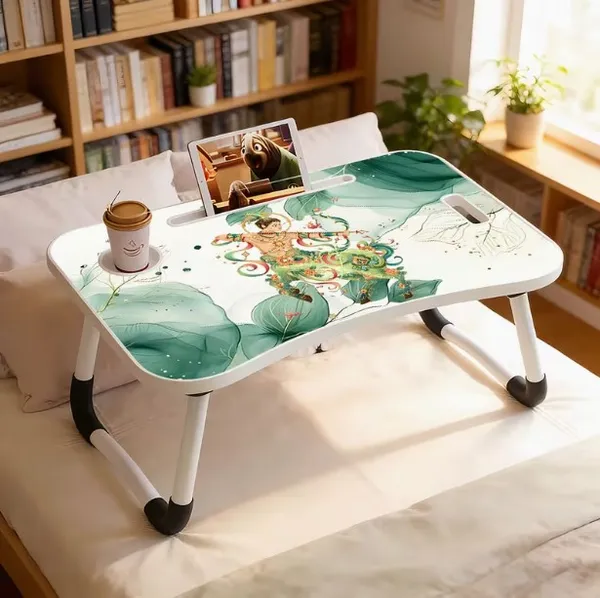 Portable_Lap_Desk_With_Cup_Holder_And_Tablet_Slot_-_Zodiac_Leaf_Design