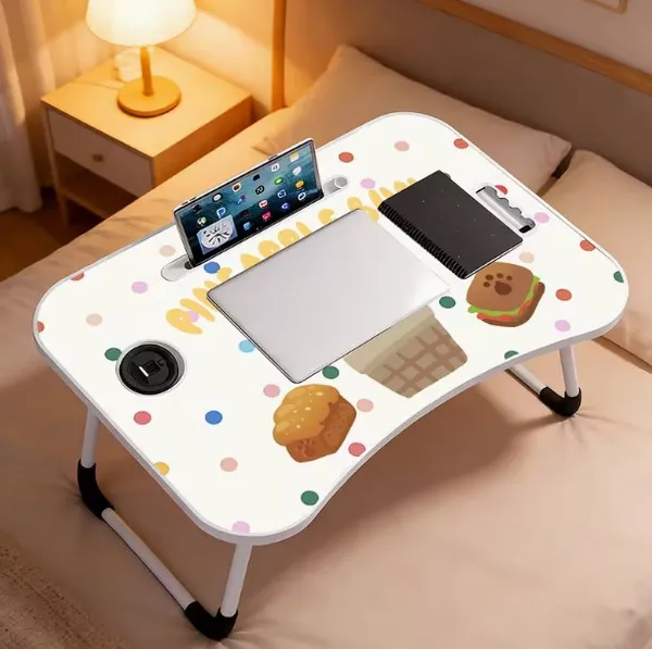 Foldable_Laptop_Bed_Table_With_Cup_Holder_And_Tablet_Slot