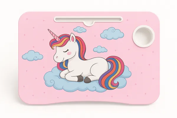 Pink_Unicorn_Foldable_Laptop_Bed_Table_With_Cup_Holder