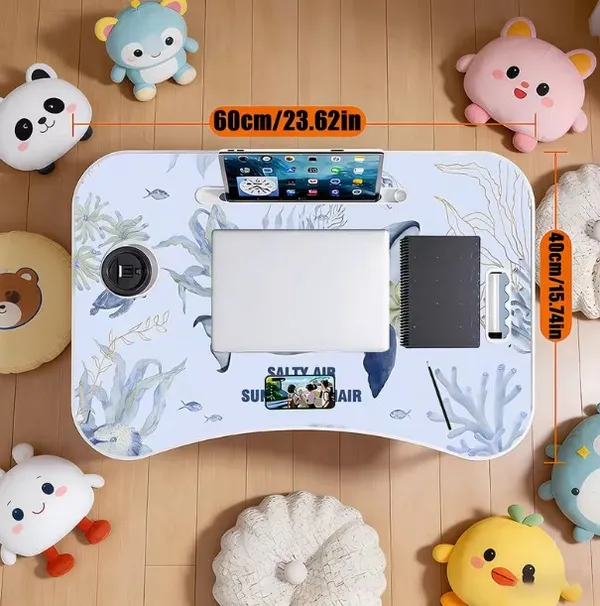Portable_Lap_Desk_With_Foldable_Legs_-_Ocean_Theme_Bed_Table_With_Cup_Holder_&_Tablet_Slot_(60Cm)