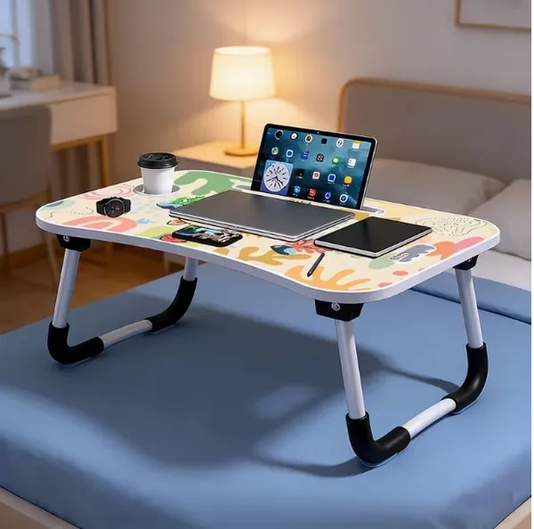 Portable_Foldable_Laptop_Desk_With_Cup_Holder_And_Phone_Stand_-_Colorful_Cartoon_Design