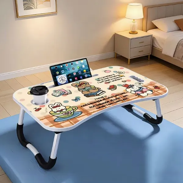 Cute_Kawaii_Foldable_Laptop_Bed_Table_With_Cup_Holder_And_Phone_Stand