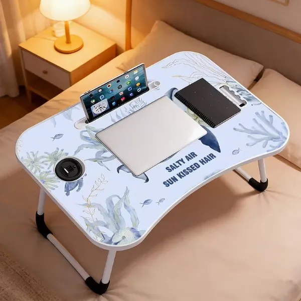 Portable_Lap_Desk_With_Foldable_Legs_-_Ocean_Theme_Bed_Table_With_Cup_Holder_&_Tablet_Slot_(60Cm)