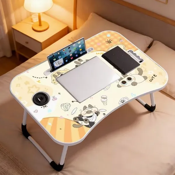 Foldable_Laptop_Bed_Table_With_Cup_Holder_And_Tablet_Stand_-_Cute_Panda_Print