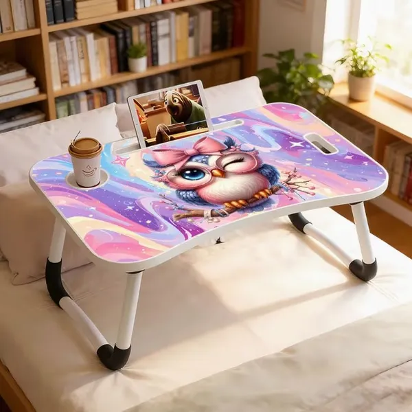 Colorful_Foldable_Laptop_Bed_Table_With_Tablet_Holder_And_Cup_Slot