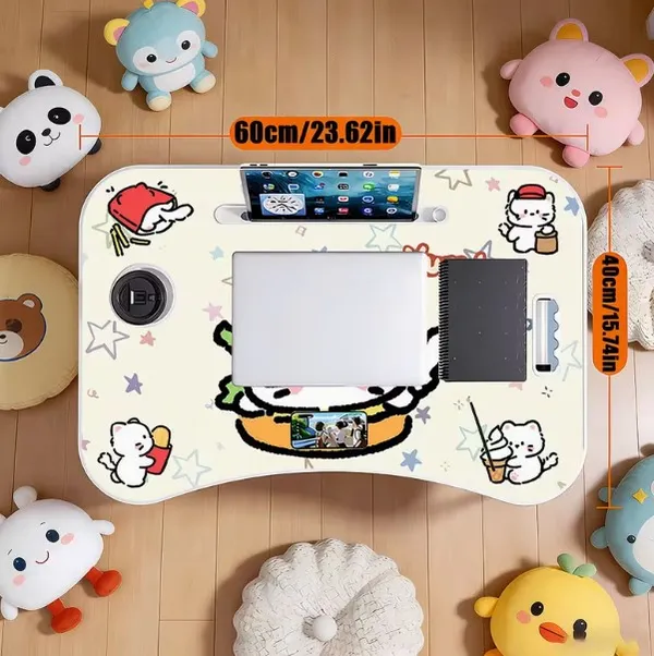 Portable_Laptop_Bed_Table_With_Cartoon_Design_-_Foldable_Study_Desk_With_Cup_Holder_&_Tablet_Slot_(60Cm)