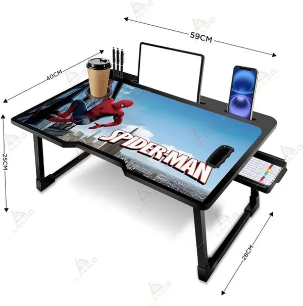 Spiderman_Multipurpose_Foldable_Laptop_Table_With_Storage_Drawer_And_Cup_Holder