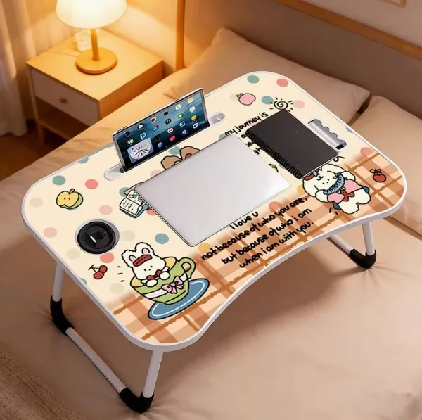 Cute_Kawaii_Foldable_Laptop_Bed_Table_With_Cup_Holder_And_Phone_Stand