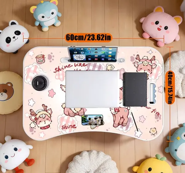 Portable_Folding_Lap_Desk_With_Cute_Animal_Design_-_Bed_Study_Table_With_Cup_Holder_And_Device_Slots_(60Cm)