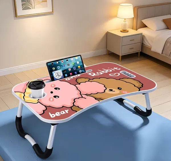 Foldable_Laptop_Table_With_Cute_Bear_And_Rabbit_Design
