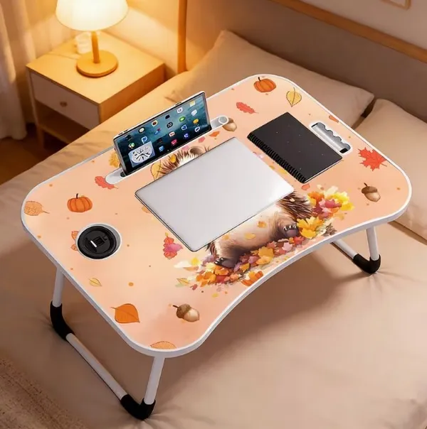 Portable_Laptop_Desk_With_Hedgehog_Design_-_Foldable_Bed_Table_With_Cup_Holder_And_Tablet_Slot