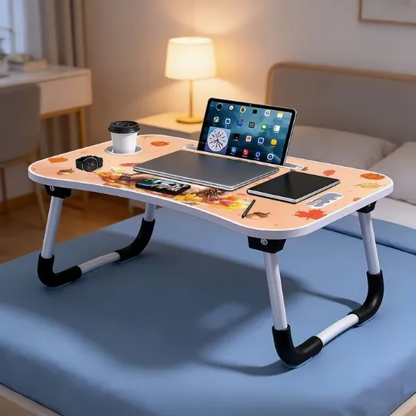 Portable_Laptop_Desk_With_Hedgehog_Design_-_Foldable_Bed_Table_With_Cup_Holder_And_Tablet_Slot