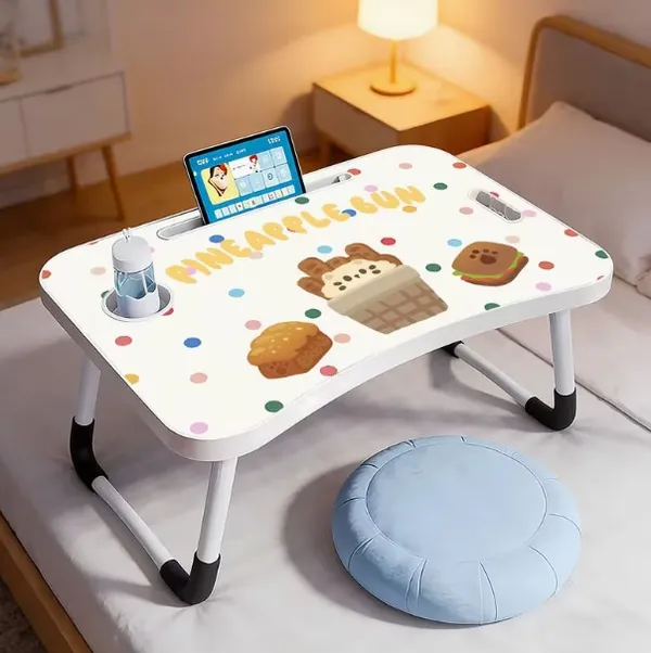 Foldable_Laptop_Bed_Table_With_Cup_Holder_And_Tablet_Slot