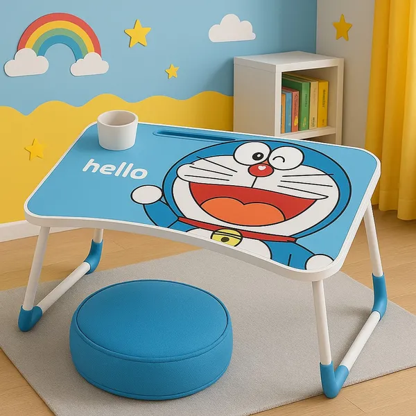 Doraemon_Cartoon_Portable_Laptop_Table_With_Cup_Holder_-_Foldable_Study_Desk_For_Kids