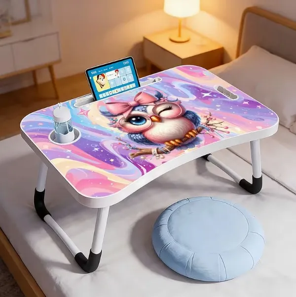 Colorful_Foldable_Laptop_Bed_Table_With_Tablet_Holder_And_Cup_Slot