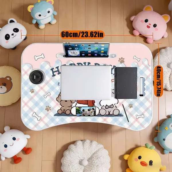 Happy_Days_Cartoon_Dog_Foldable_Laptop_Bed_Table_With_Cup_Holder_And_Phone_Slot