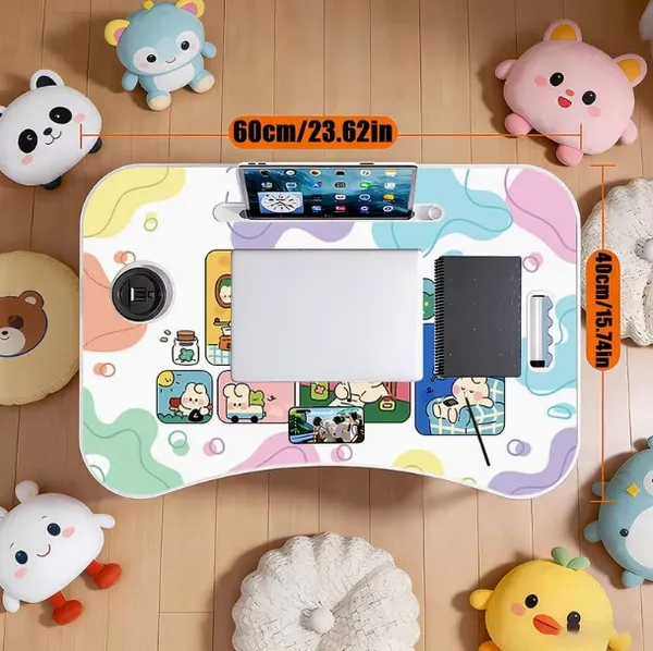 Portable_Foldable_Laptop_Bed_Table_With_Tablet_Holder_And_Cup_Slot_-_Colorful_Cartoon_Design