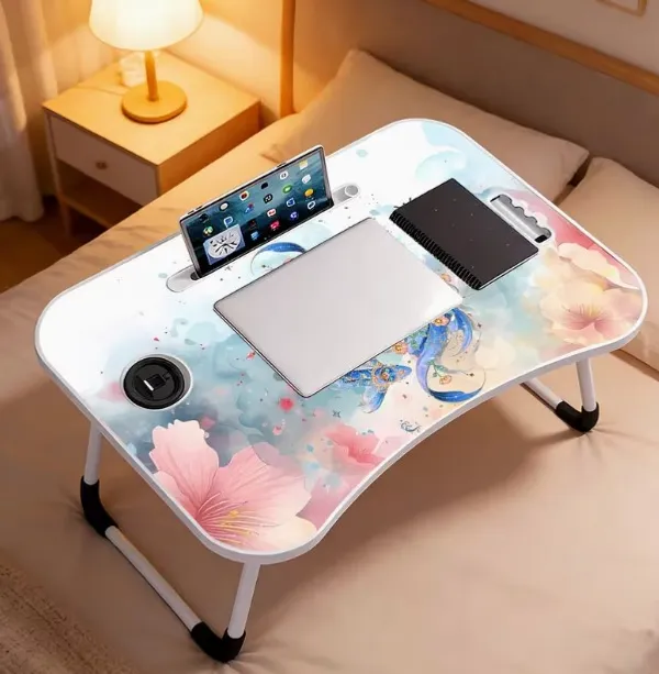 Portable_Laptop_Bed_Table_With_Tablet_Holder_And_Foldable_Legs_-_Watercolor_Dragon_Design