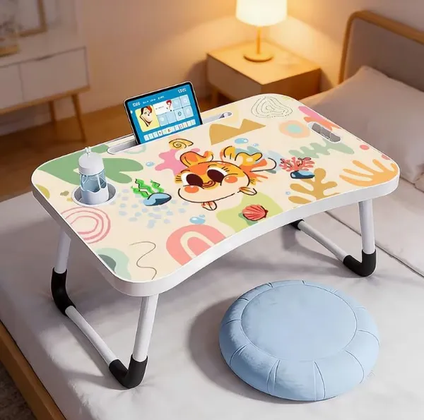 Portable_Foldable_Laptop_Desk_With_Cup_Holder_And_Phone_Stand_-_Colorful_Cartoon_Design