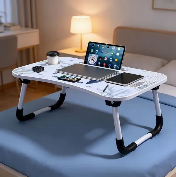 Portable_Lap_Desk_With_Foldable_Legs_-_Ocean_Theme_Bed_Table_With_Cup_Holder_&_Tablet_Slot_(60Cm)