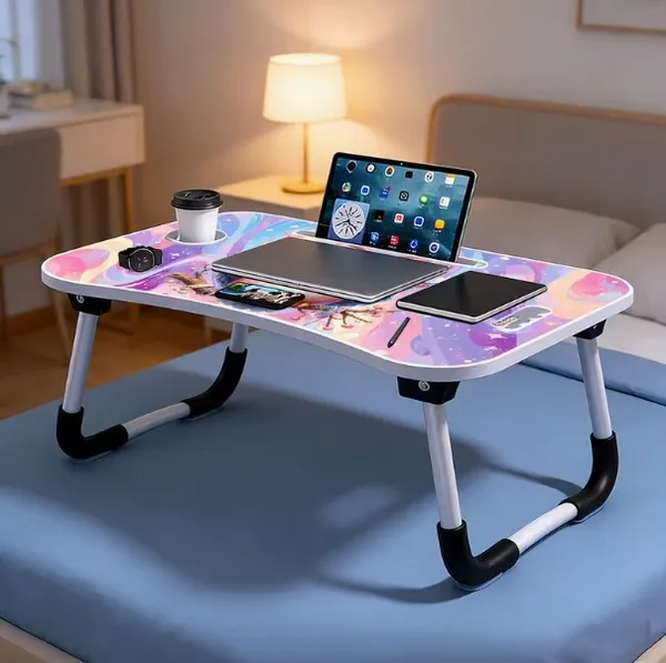 Colorful_Foldable_Laptop_Bed_Table_With_Tablet_Holder_And_Cup_Slot