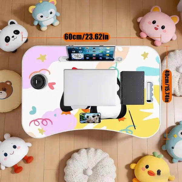 Penguin_Cartoon_Folding_Laptop_Bed_Table_With_Cup_Holder_And_Tablet_Slot