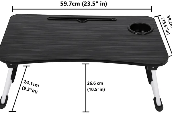 Foldable_Laptop_Table_With_Cup_Holder_And_Tablet_Slot_-_Black_Wood_Grain_Finish