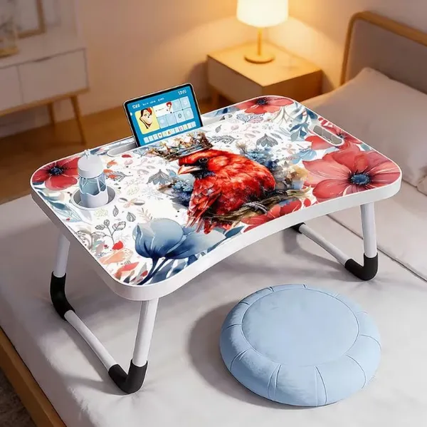Portable_Laptop_Bed_Table_With_Floral_Design_-_Foldable_Study_And_Work_Desk_With_Cup_Holder_And_Tablet_Slot