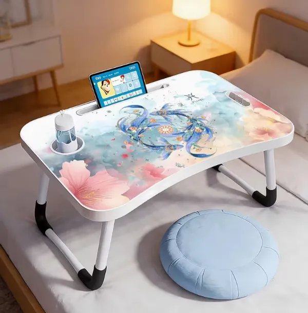 Portable_Laptop_Bed_Table_With_Tablet_Holder_And_Foldable_Legs_-_Watercolor_Dragon_Design