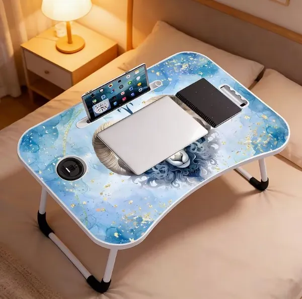 Portable_Foldable_Laptop_Bed_Table_With_Cup_Holder_And_Tablet_Slot_-_Watercolor_Panda_Design