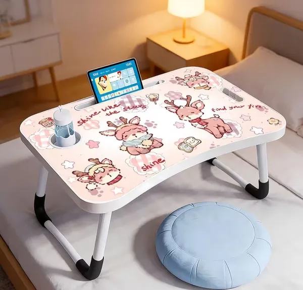 Portable_Folding_Lap_Desk_With_Cute_Animal_Design_-_Bed_Study_Table_With_Cup_Holder_And_Device_Slots_(60Cm)