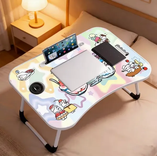 Foldable_Laptop_Bed_Table_With_Cup_Holder_And_Tablet_Slot_-_Cute_Character_Design