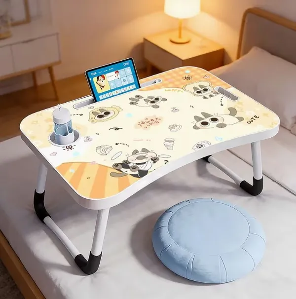 Foldable_Laptop_Bed_Table_With_Cup_Holder_And_Tablet_Stand_-_Cute_Panda_Print