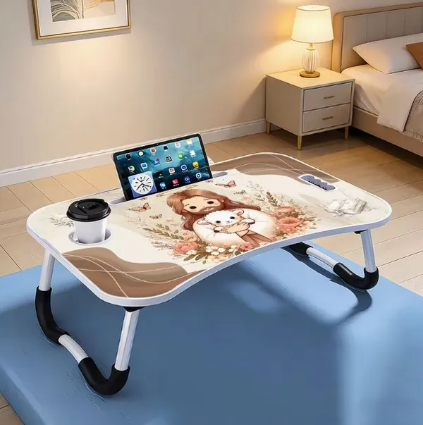 Portable_Foldable_Laptop_Bed_Table_With_Cup_Holder_And_Tablet_Slot