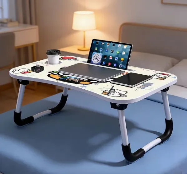 Portable_Laptop_Bed_Table_With_Cartoon_Design_-_Foldable_Study_Desk_With_Cup_Holder_&_Tablet_Slot_(60Cm)