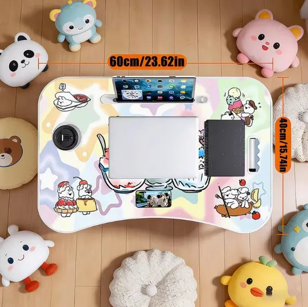 Foldable_Laptop_Bed_Table_With_Cup_Holder_And_Tablet_Slot_-_Cute_Character_Design