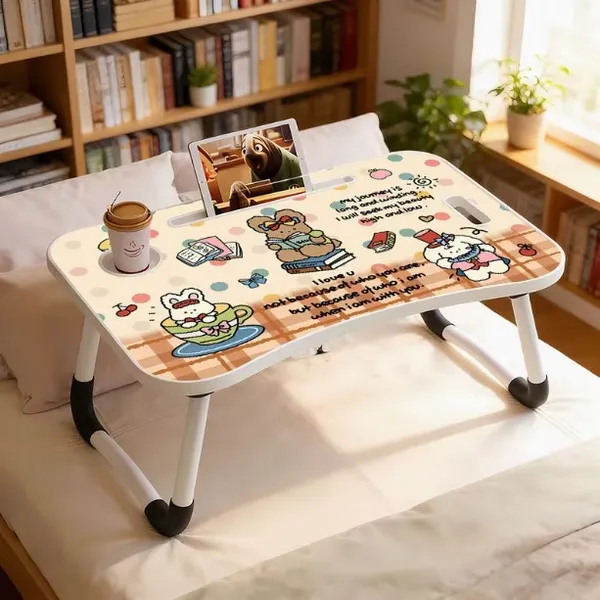 Cute_Kawaii_Foldable_Laptop_Bed_Table_With_Cup_Holder_And_Phone_Stand